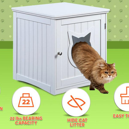 Cat House Side Table, Nightstand Pet House, Litter Box Enclosure