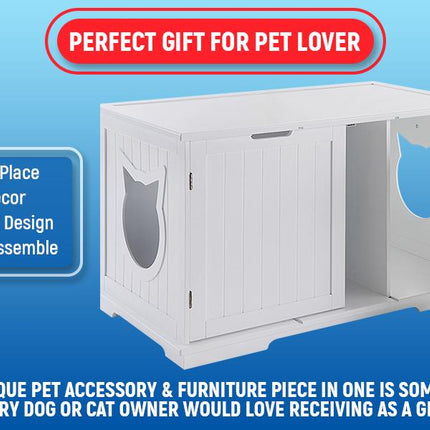 X-Large Cat Washroom Bench Litter Box Enclosure Furniture Box House