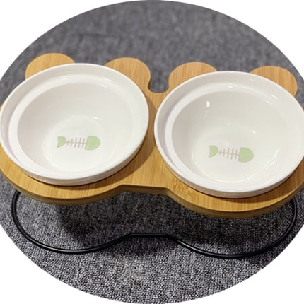 Wooden Framed Cat Food bowls