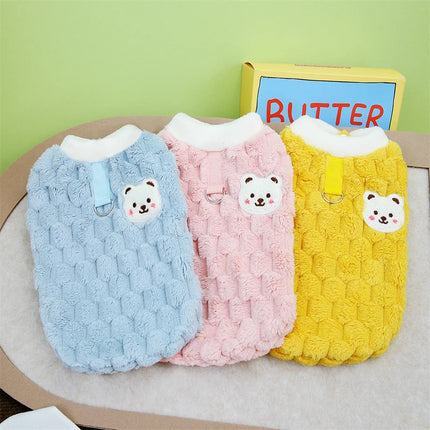 Plush Cat Puppy Button Jacket with Buckle Warm Winter Pet Clothes