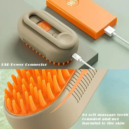 3 in 1 Cat Steam Brush One Touch Spray Pet Hair Removal Tool 360°