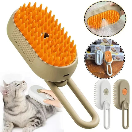 3 in 1 Cat Steam Brush One Touch Spray Pet Hair Removal Tool 360°