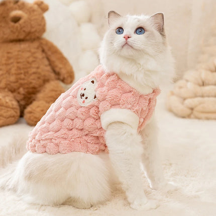 Plush Cat Puppy Button Jacket with Buckle Warm Winter Pet Clothes