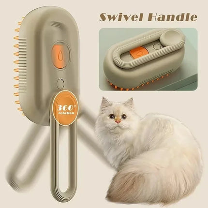 3 in 1 Cat Steam Brush One Touch Spray Pet Hair Removal Tool 360°