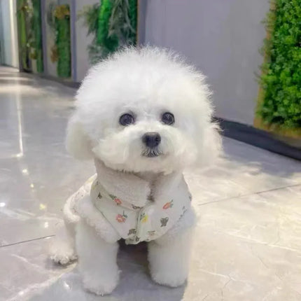 Warm Winter Pet Dog Clothes Teddy Flower Cotton Puppy Dress Thickened