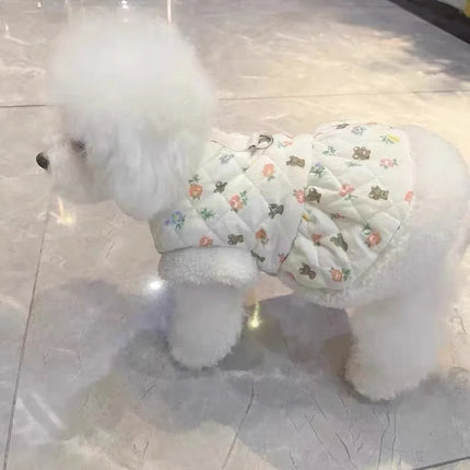 Warm Winter Pet Dog Clothes Teddy Flower Cotton Puppy Dress Thickened