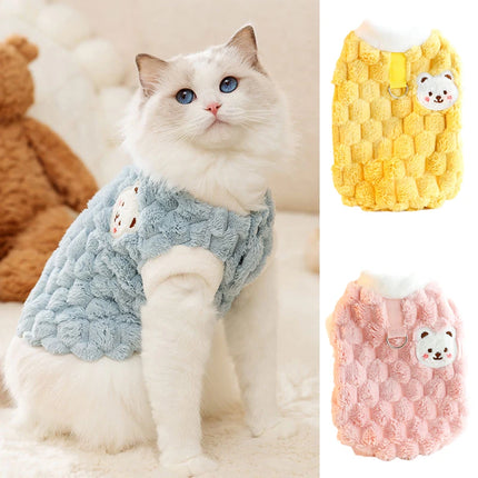 Plush Cat Puppy Button Jacket with Buckle Warm Winter Pet Clothes