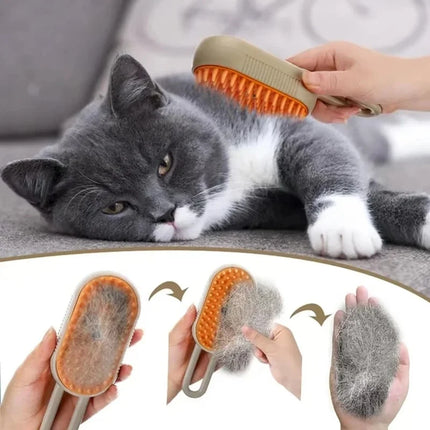 3 in 1 Cat Steam Brush One Touch Spray Pet Hair Removal Tool 360°