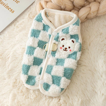 Plush Cat Puppy Button Jacket with Buckle Warm Winter Pet Clothes