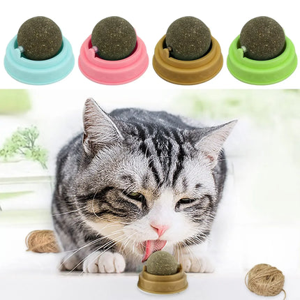 Cats Toys Natural Catnip Cat Rotatable Licking Catnip Wall Ball Toy