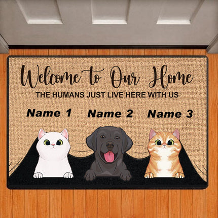 Welcome To Our Home Custom Dog Cat Name Doormat Rug Personalized Floor