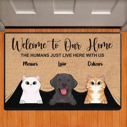 Welcome To Our Home Custom Dog Cat Name Doormat Rug Personalized Floor