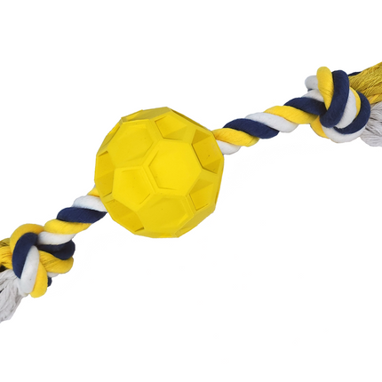 Rubber Soccer Ball Chew Toy with Tug Rope  -- Great for Active Dogs