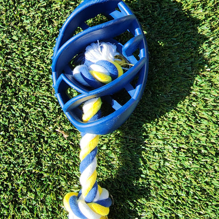 Rubber Football Dog Chew Toy with Tug Rope